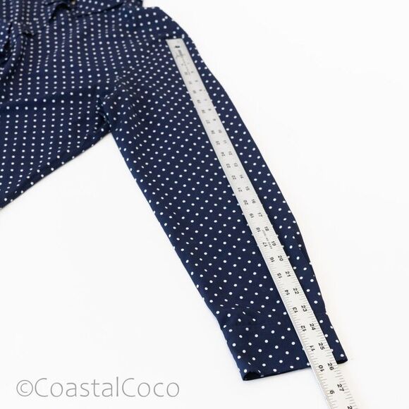 Lauren Ralph Lauren Silky Button Up Navy Polka Dots XXL Luxury Officewear Preppy - Picture 13 of 14